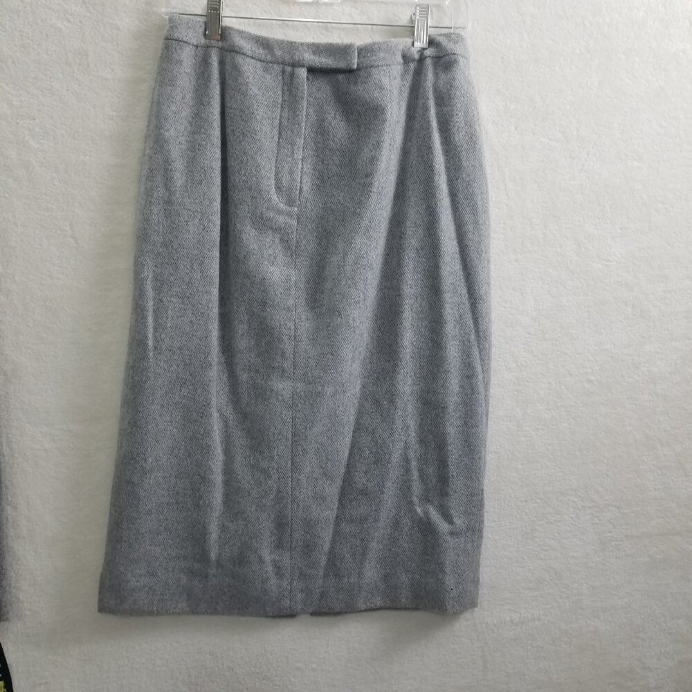 LAUREN RALPH LAUREN Tweed Wool Blend‎ Front Zipper Gray straight skirt Size 10